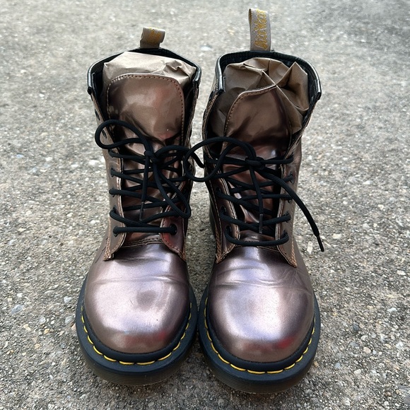 Dr. Martens Shoes - Dr. Martens Womens Vegan 1460 Chrome Metallic Rose Gold Boot size 8